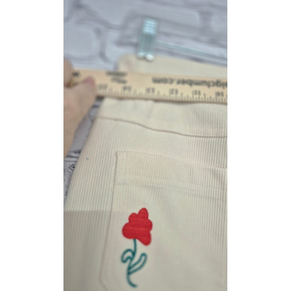 Floral Embroidered Corduroy Pants Cream Boho‎ Cottagecore Size M NWT - Picture 11 of 12